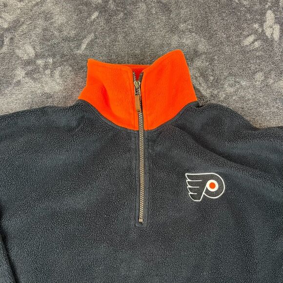 Vtg Starter NHL Philadelphia Flyers 1/4 Zip Mock Neck Fleece Pullover Men's L* - Picture 4 of 11